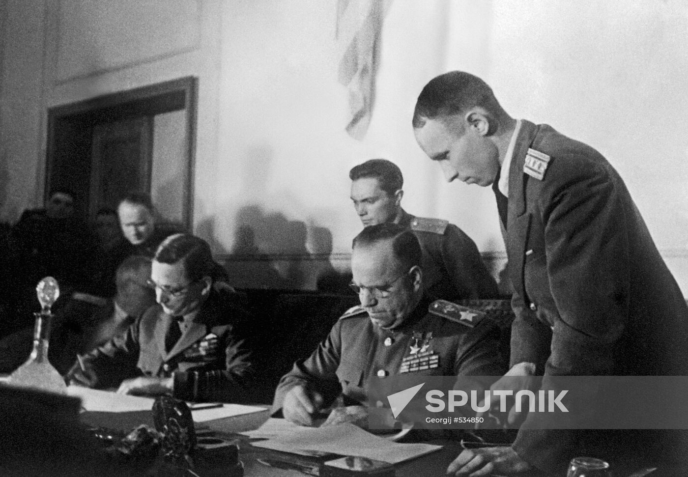 Signing of German Unconditional Surrender Act. Photocopy