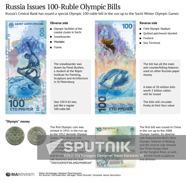 Russia Issues 100-Ruble Olympic Bills