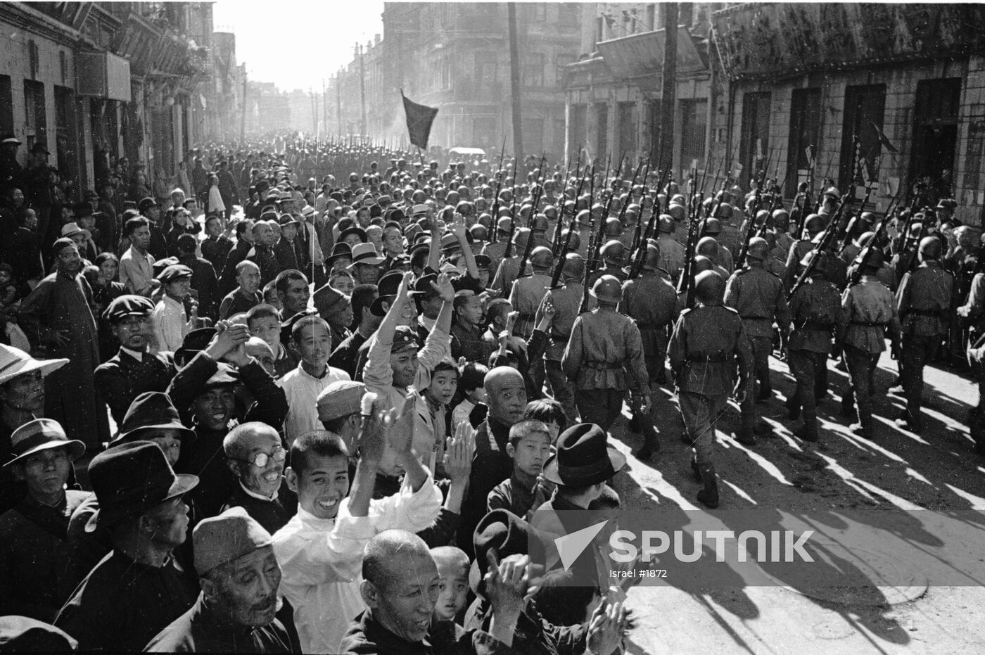 HARBIN PEOPLE GREETING SOVIET TROOPS