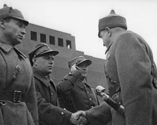 TUKHACHEVSKY MILITARY ATTACHES GREETING RED SQUARE