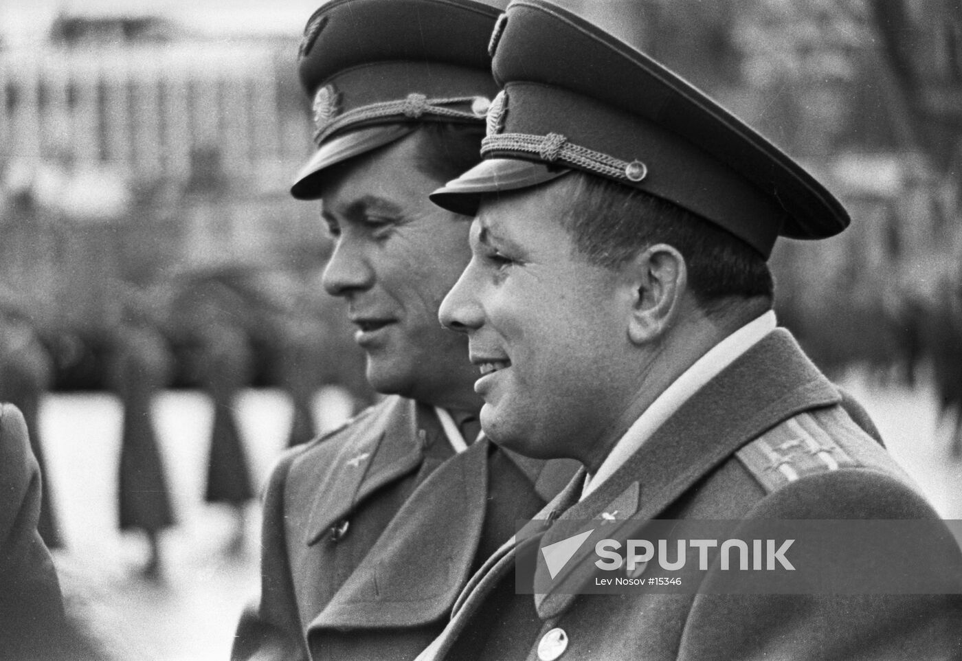 Soviet cosmonauts Yuri Gagarin and Pavel Popovich.