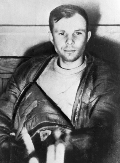 Gagarin after landing