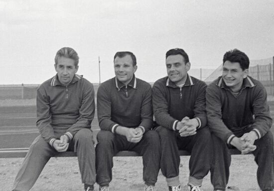 Cosmonauts Feoktistov, Gagarin, Komarov and Yegorov 