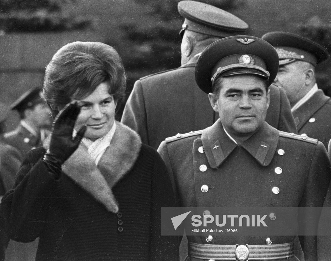 Valentina Tereshkova and Andriyan Nikolayev on Moscow's Red Square