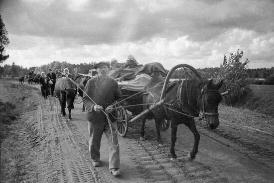 REFUGEES RETURN HORSES CARTS