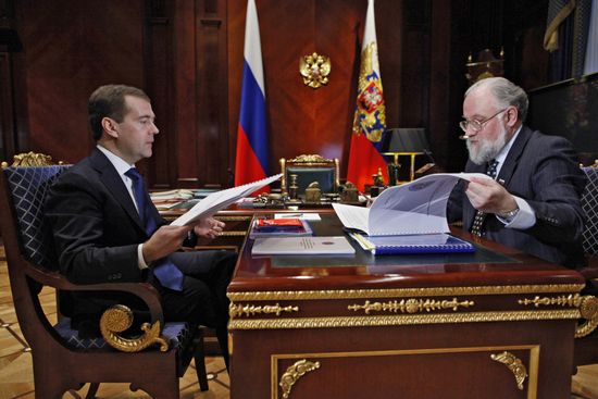 Dmitry Medvedev meets with Vladimir Churov