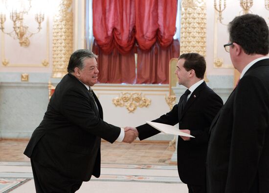 Dmitry Medvedev receives credentials from ambassadors