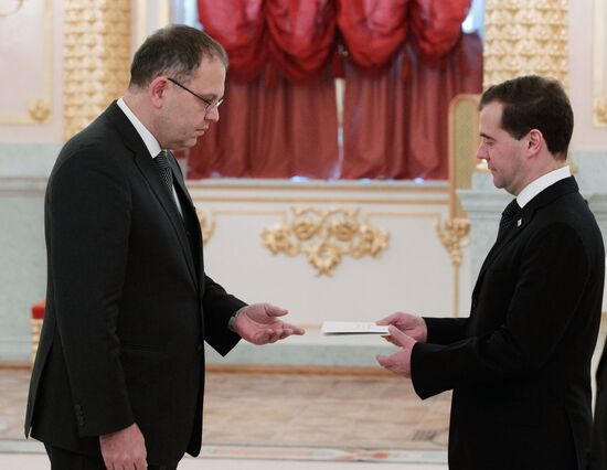Dmitry Medvedev receives credentials from ambassadors