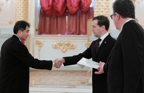 Dmitry Medvedev receives credentials from ambassadors