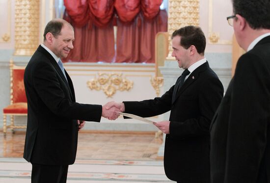 Dmitry Medvedev receives credentials from ambassadors