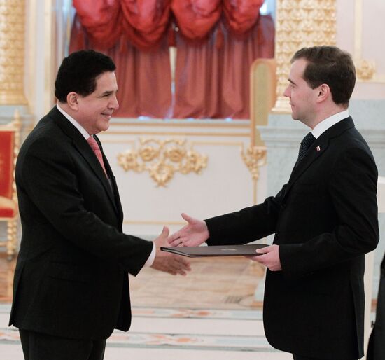 Dmitry Medvedev receives credentials from ambassadors