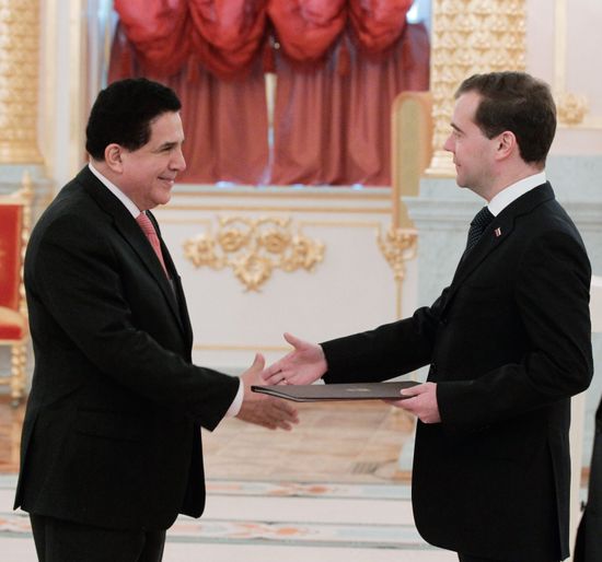 Dmitry Medvedev receives credentials from ambassadors