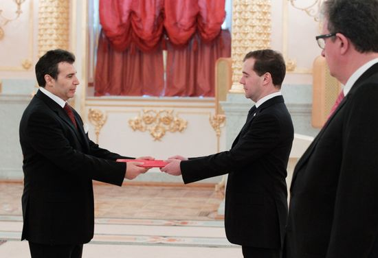 Dmitry Medvedev receives credentials from ambassadors