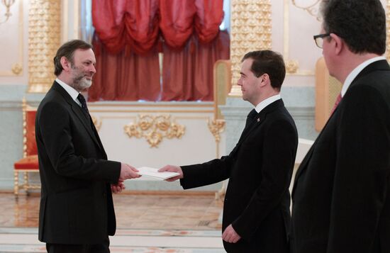 Dmitry Medvedev receives credentials from ambassadors