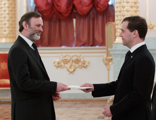 Dmitry Medvedev receives credentials from ambassadors