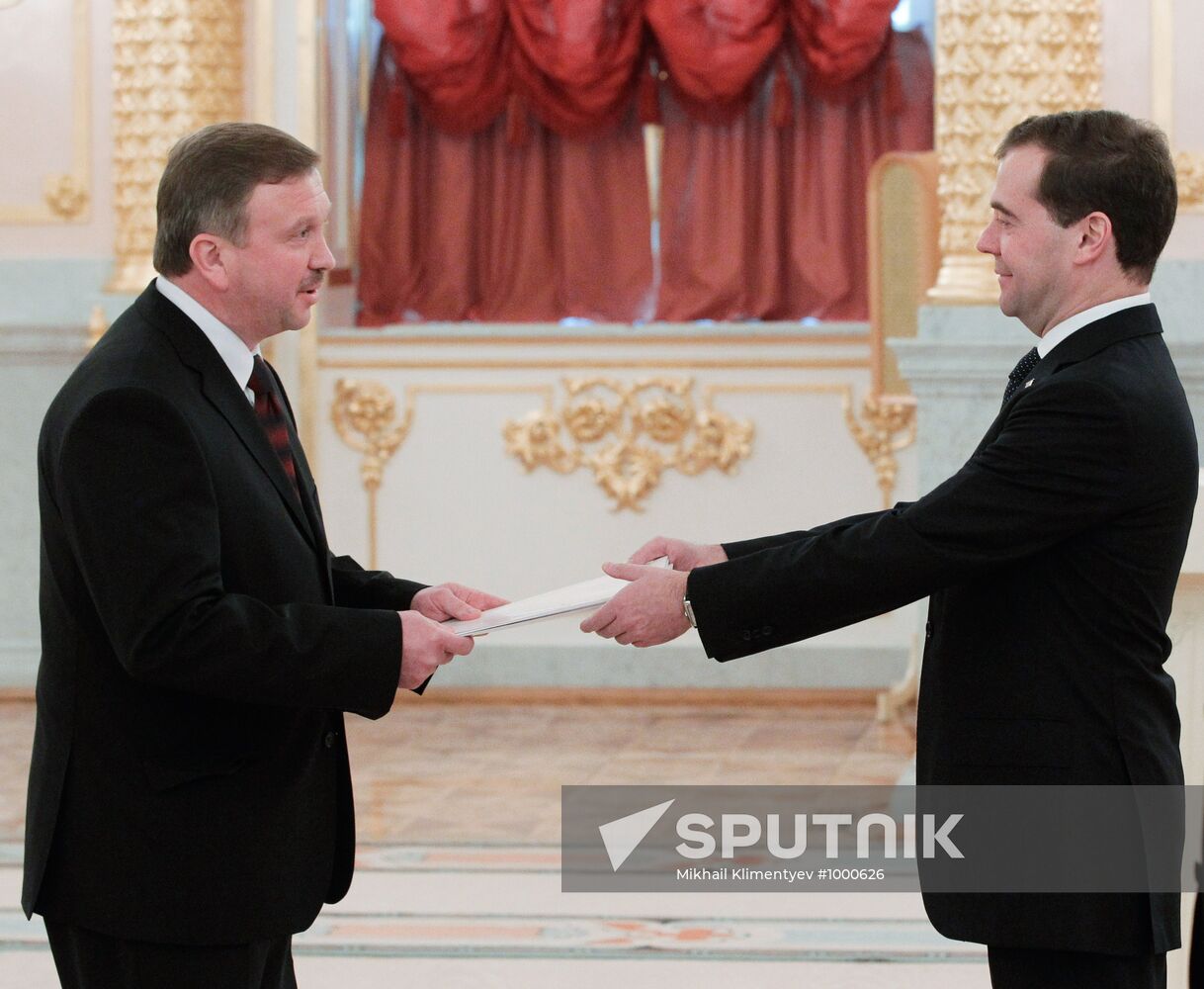 Dmitry Medvedev receives credentials from ambassadors