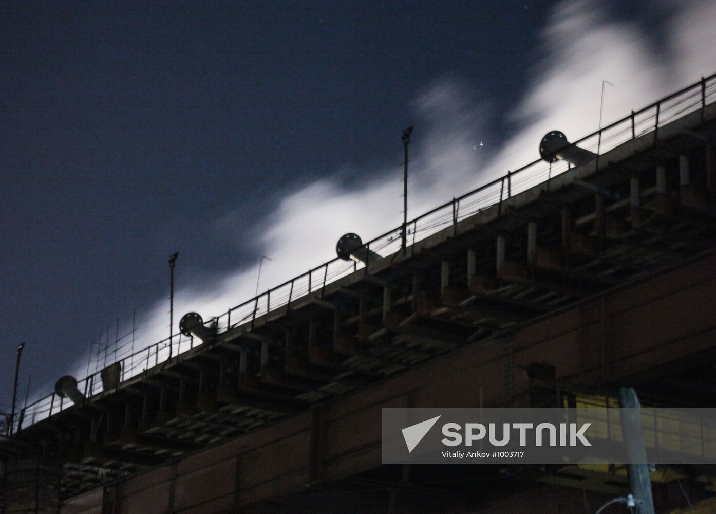 Bridge constructed in Vladivostok on fire