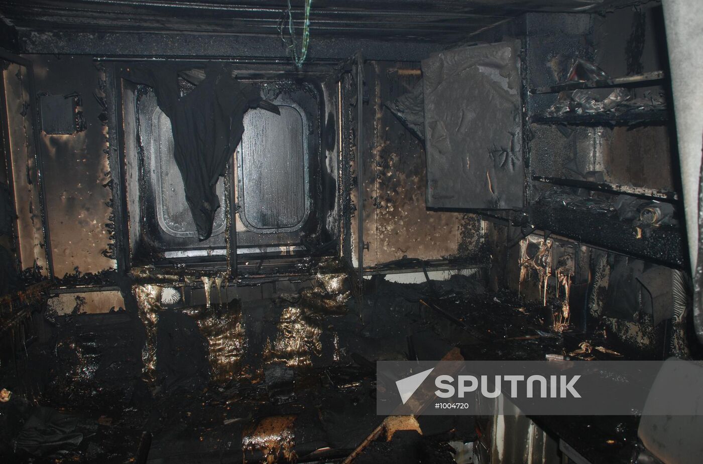 Aftermath of fire on Vaygach atomic ice-breaker