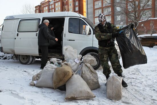 Drug enforcement officers dispose of drugs in Tomsk