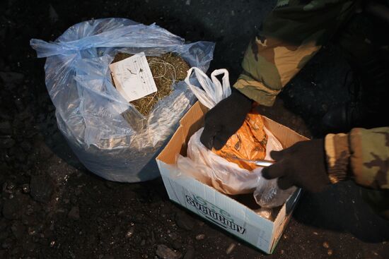 Drug enforcement officers dispose of drugs in Tomsk