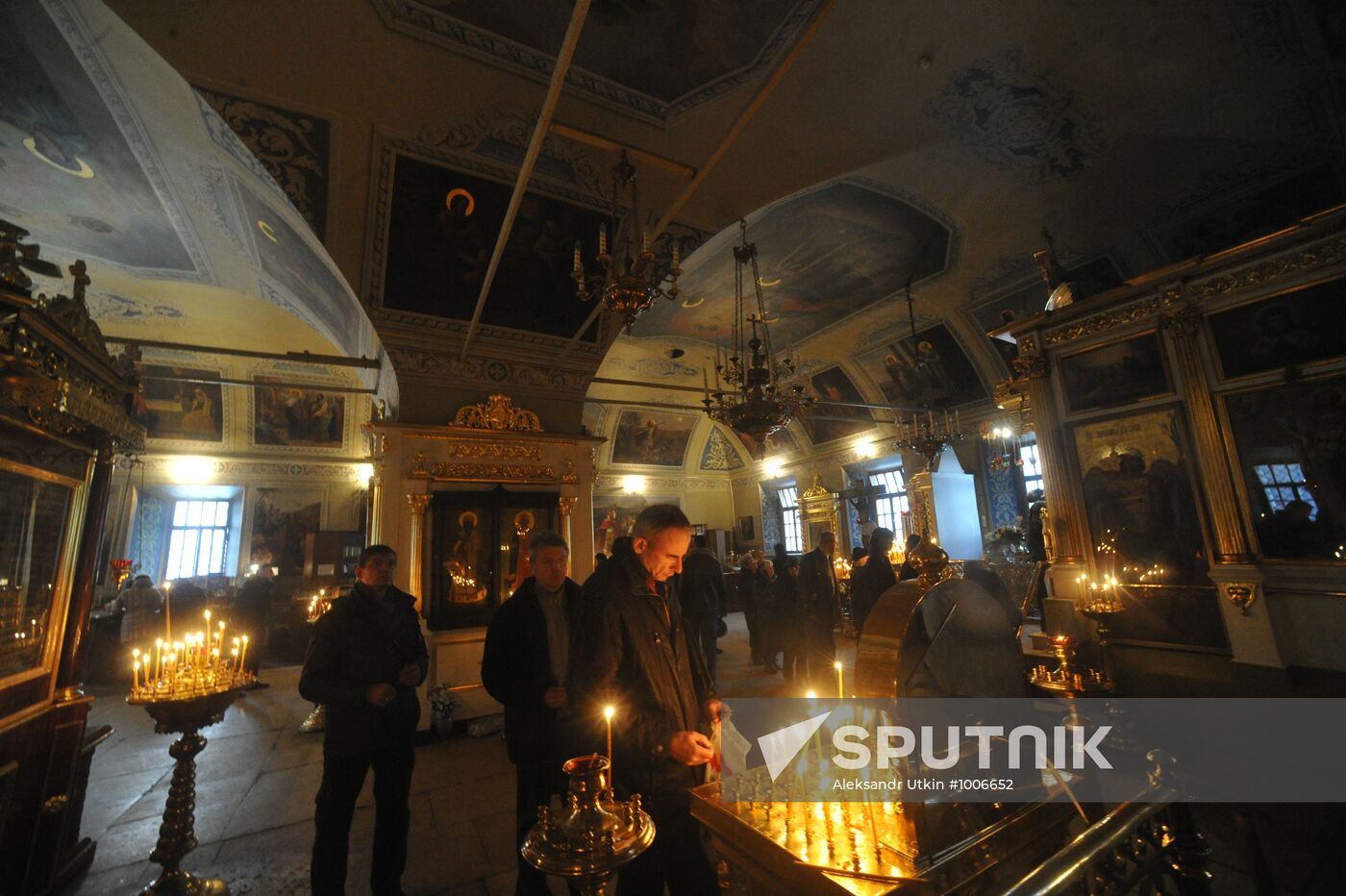 Parishioners in St Nicholas of Myra Church in Khamovniki