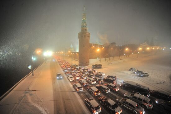 Snowfall in Moscow