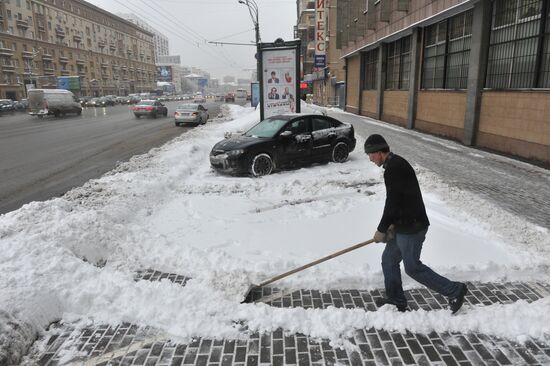 Snowfall in Moscow