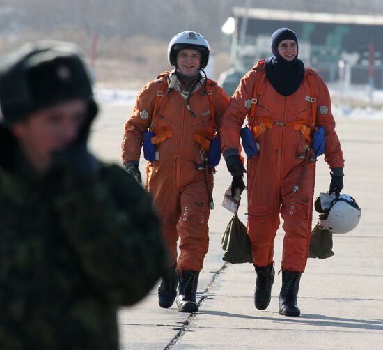 Military airfield in Primorye territory