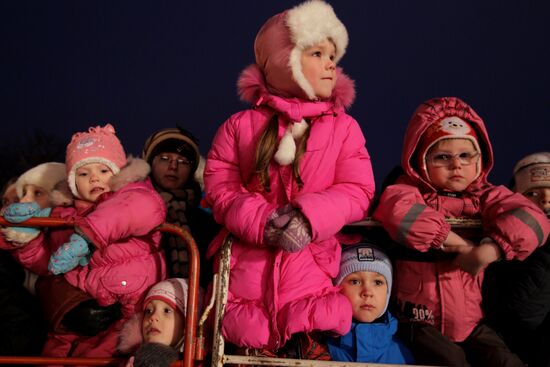 Lighting New Year's tree lights in Veliky Novgorod