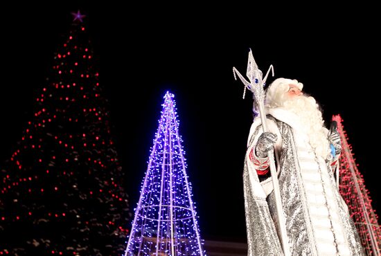 Lighting New Year's tree lights in Veliky Novgorod