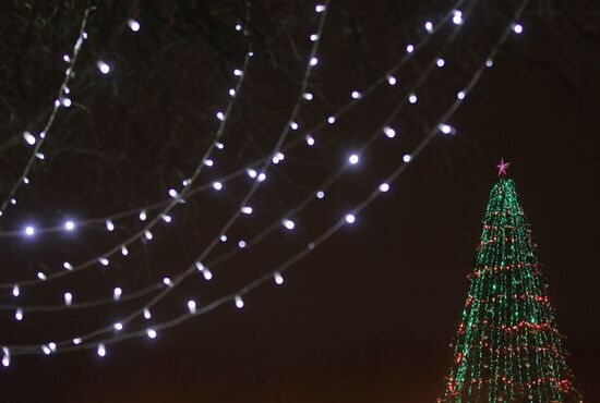 Lighting New Year's tree lights in Veliky Novgorod