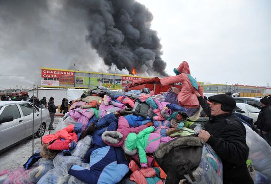 Clothing warehouse in Yekaterinburg on fire