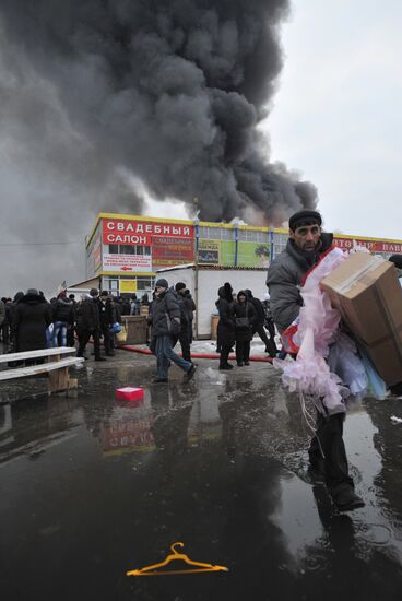 Clothing warehouse in Yekaterinburg on fire