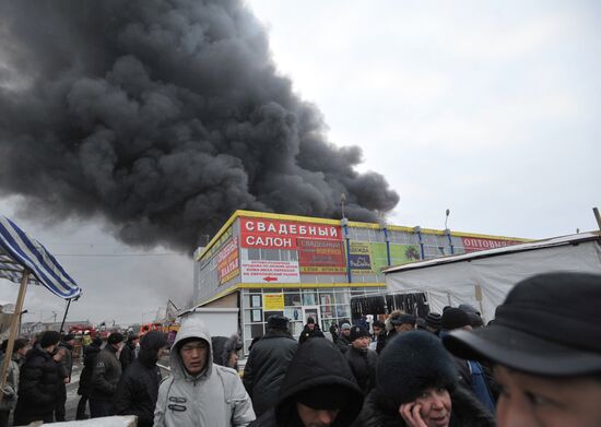 Clothing warehouse in Yekaterinburg on fire