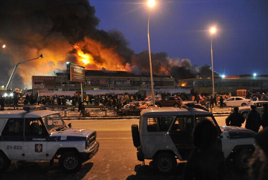 Clothing warehouse in Yekaterinburg on fire