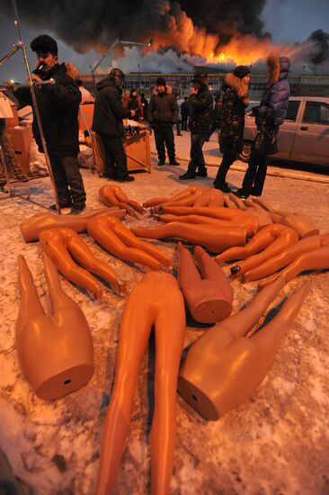 Fire in clothing warehouses of Yekaterinburg