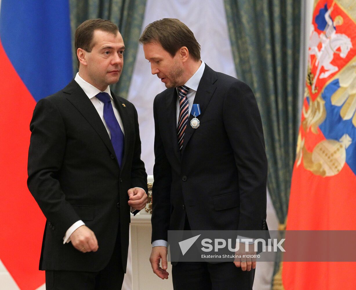 Dmitry Medvedev presents state awards in Kremlin