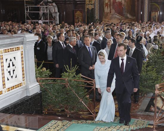 Dmitry Medvedev at Christ the Saviour Cathedral Christmas mass