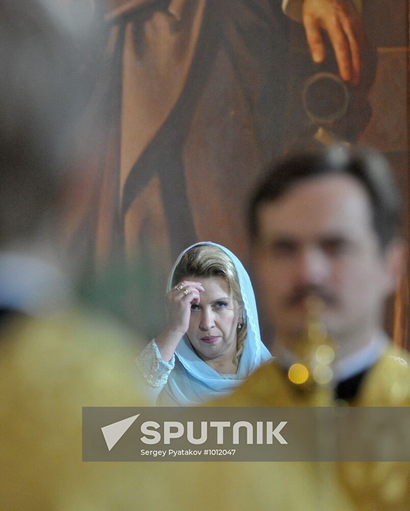 Svetlana Medvedev at Christ the Saviour Cathedral Christmas mass