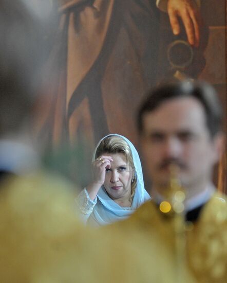 Svetlana Medvedev at Christ the Saviour Cathedral Christmas mass