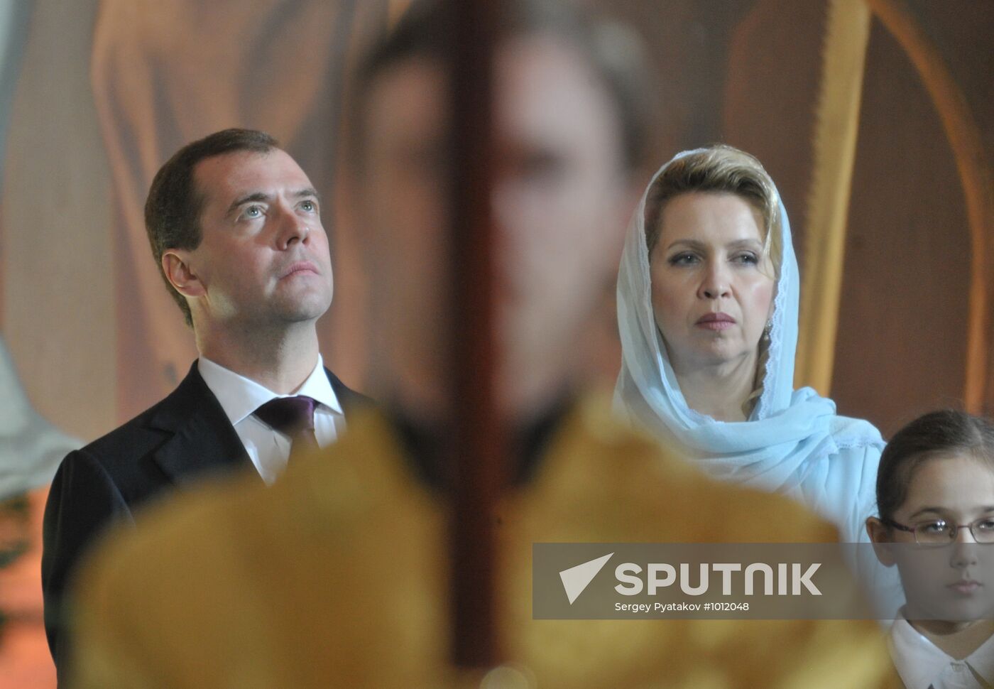 Dmitry Medvedev at Christ the Saviour Cathedral Christmas mass