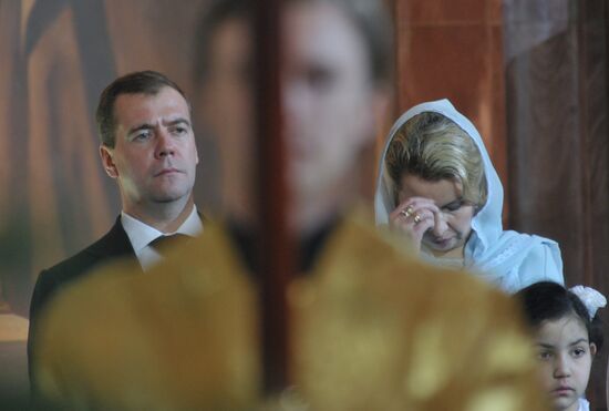 Dmitry Medvedev at Christ the Saviour Cathedral Christmas mass