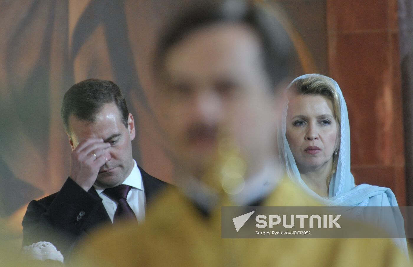 Dmitry Medvedev at Christ the Saviour Cathedral Christmas mass