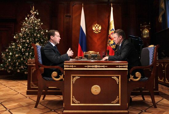 President Dmitry Medvedev meets with Alexei Miller