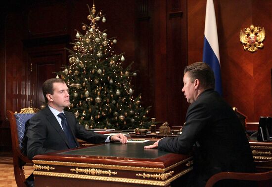 President Dmitry Medvedev meets with Alexei Miller