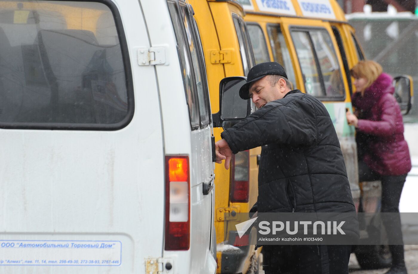 Taxi vans at work in Moscow