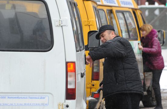 Taxi vans at work in Moscow