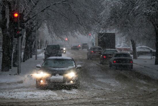 Heavy snowfall in Volgograd