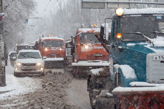 Heavy snowfall in Volgograd