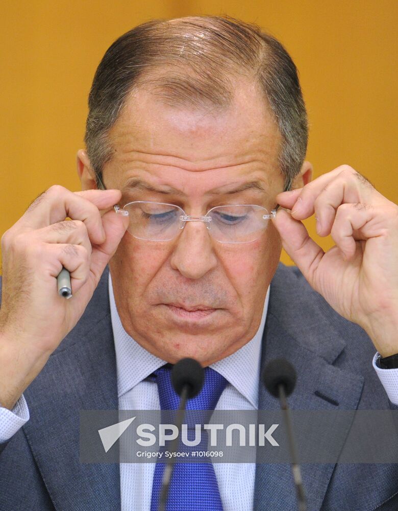 Russian Foreign Minister Sergei Lavrov holds news conference